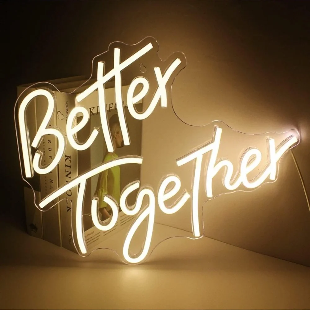 Better Together Neon Sign Wedding Anniversary Dating Couple Bedroom Wall Light